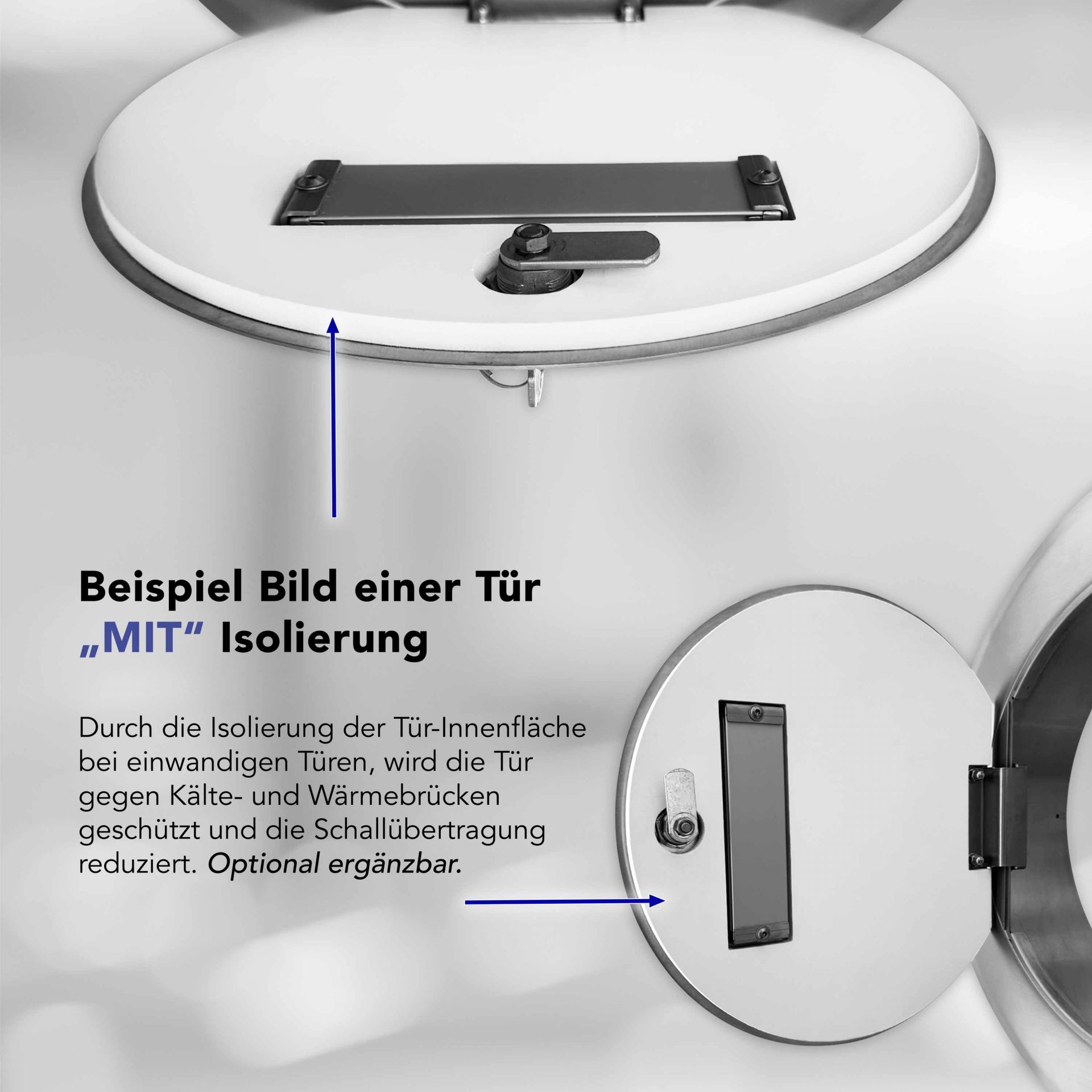 Einwurftür Metall - Weiß - einwandig - ohne Dichtung - eckig/rund/rund - ⌀ 250 mm
