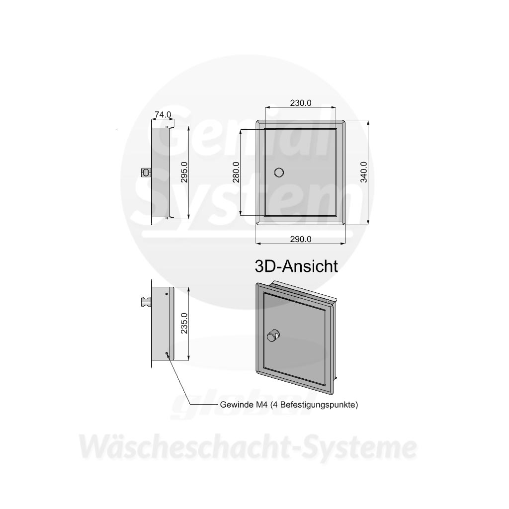 Einwurftüre metall weiß-RAL 9016, doppelwandig, mit Drehknauf und Dichtung
