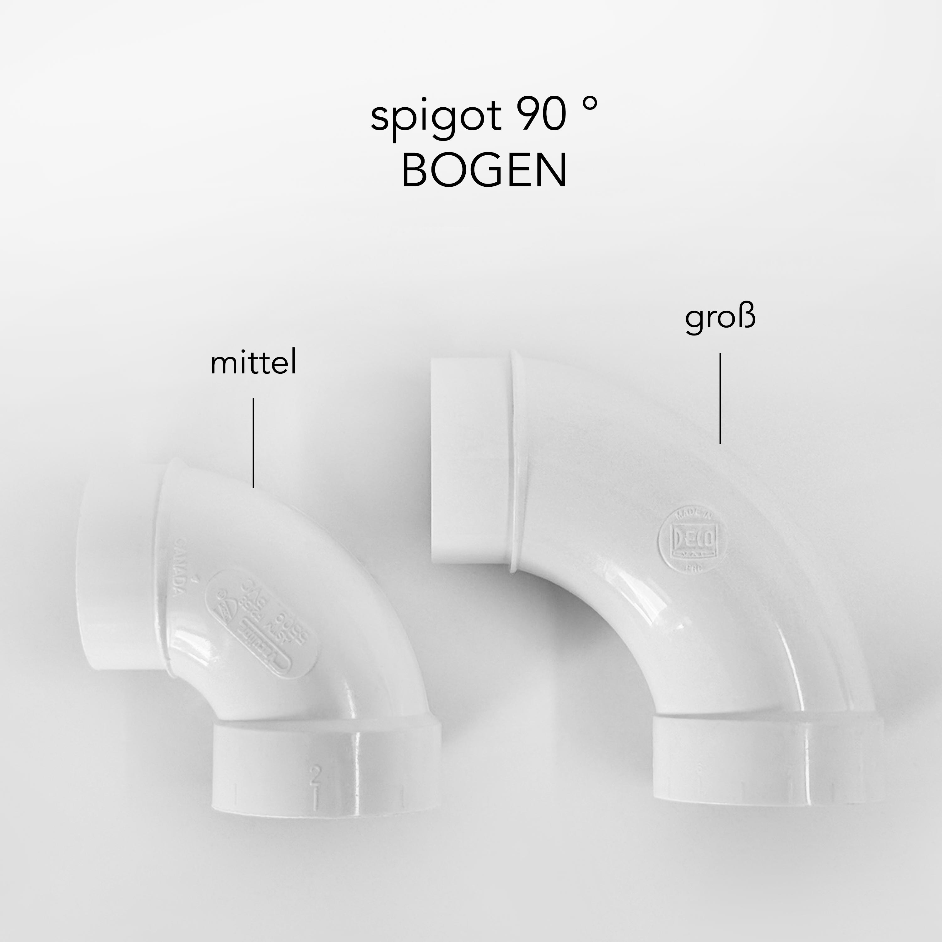 Bogen 90° spigot mittel - m/W