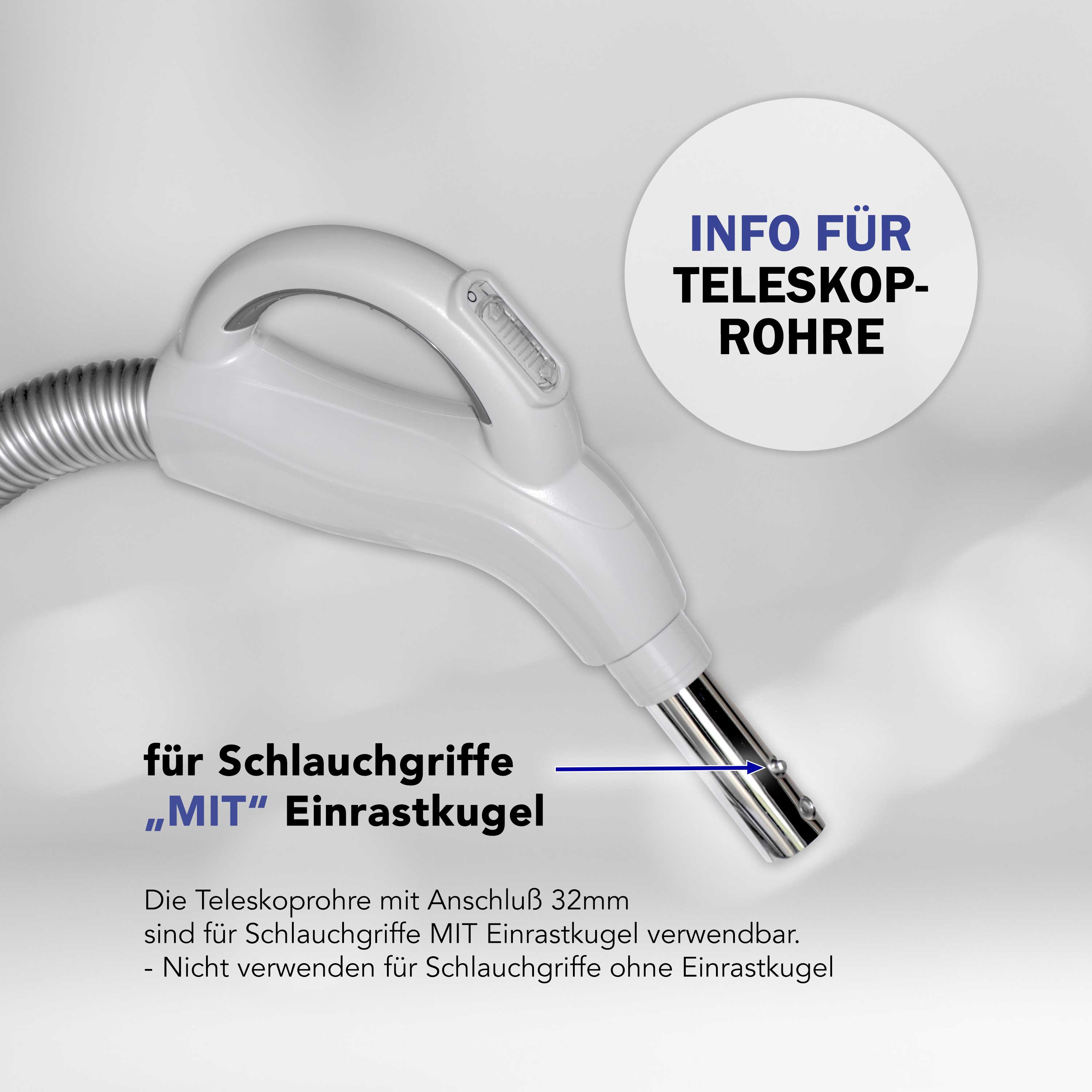 24-V Schlauch schaltbar  - in versch. Längen - Griff grau