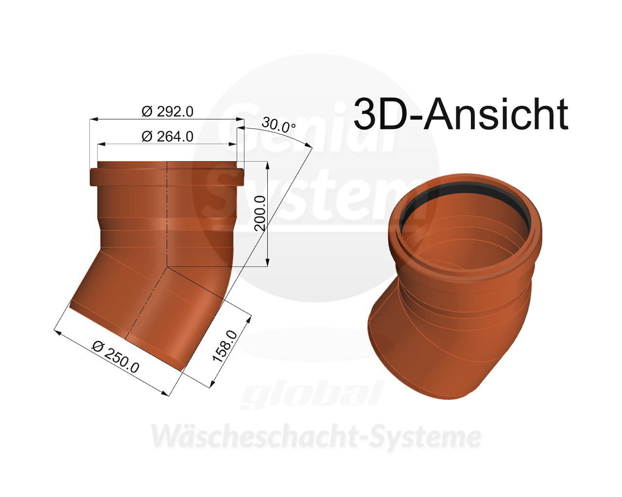 KG-Rohr Bogen 30°