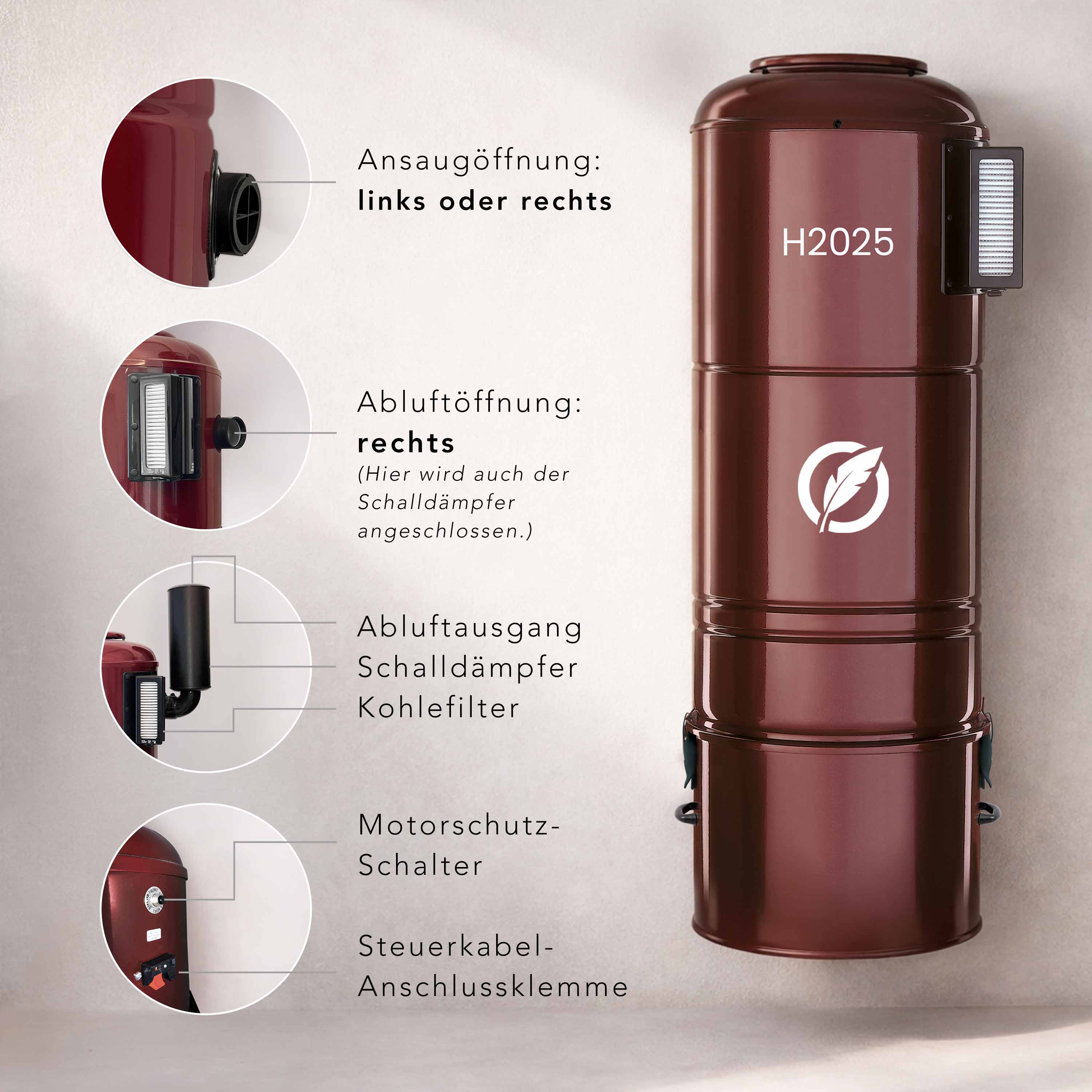 2-motoriges Zentralstaubsauger Gerät H2025 / P2025